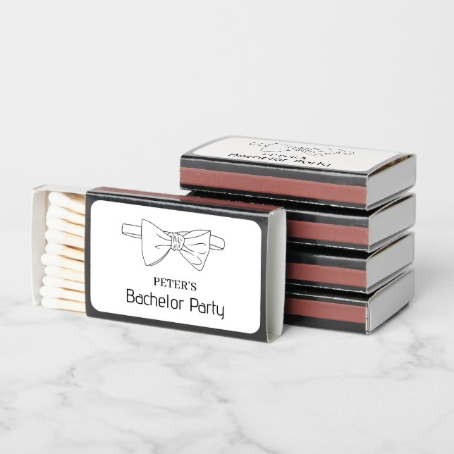 Custom Bow Tie Bachelor Party Matchboxes (Stacked)