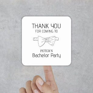 Custom Bow Tie Bachelor Party Thank You Square Sticker