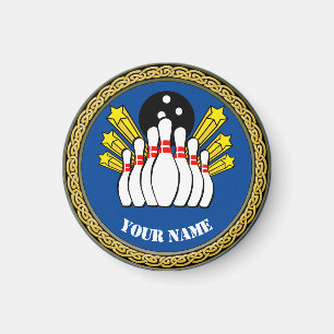 Custom Bowling - Add Name - Blue Magnet