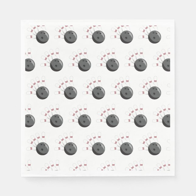 Custom Bowling Ball & Pins Pattern Napkins (Front)