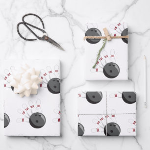 Custom Bowling Ball & Pins Pattern Wrapping Paper Sheets