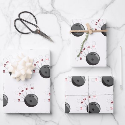Custom Bowling Ball &amp; Pins Pattern Wrapping Paper Sheets