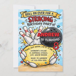Custom Bowling Birthday Party for kid Invitation