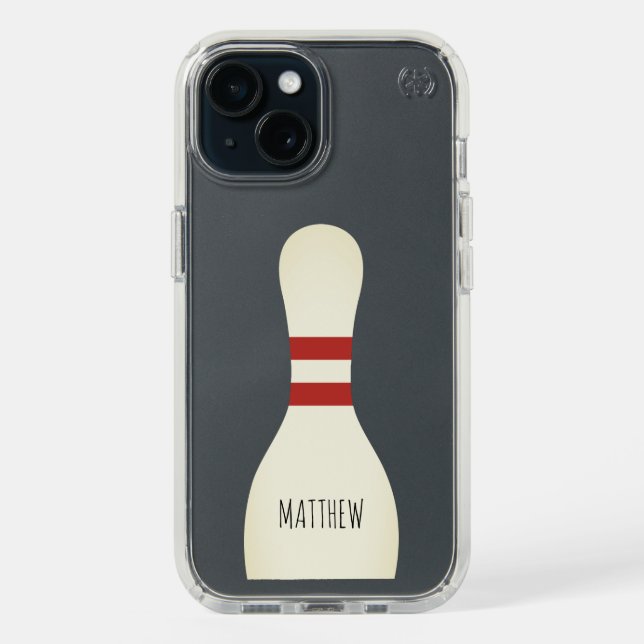 Custom bowling pin SPECK Presidio iPhone 15 case (Front (Black))