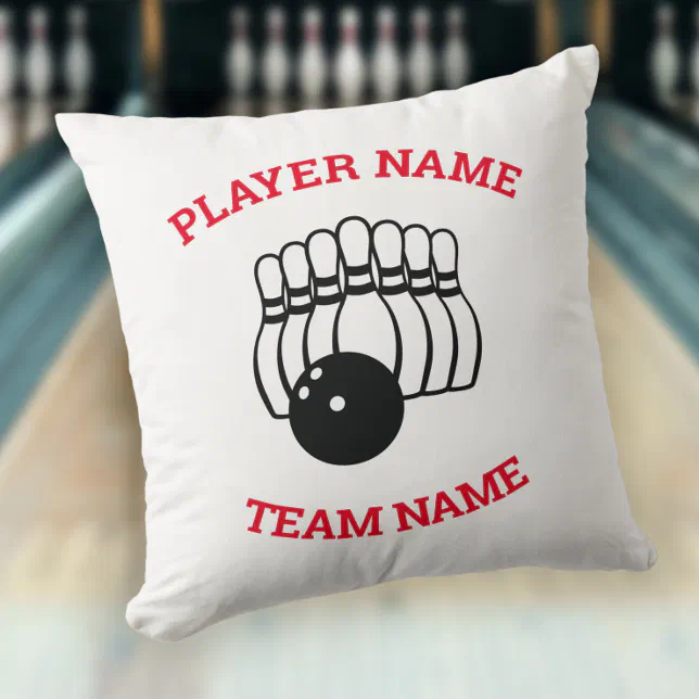 Custom Bowling Team Logo | Sports Bar Home Decor Throw Pillow (Creator Uploaded)