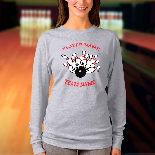 Custom Bowling Team Logo with Player  Team Name   T_Shirt