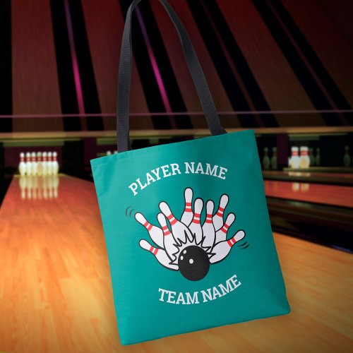 Custom Bowling Team Logo with Player  Team Name Tote Bag