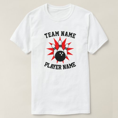Custom Bowling Team  Player Name Template T_Shirt