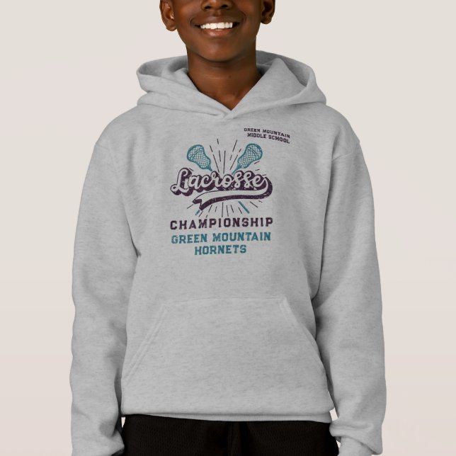 Custom Box Field Lacrosse Team Club Name Number Hoodie (Front)