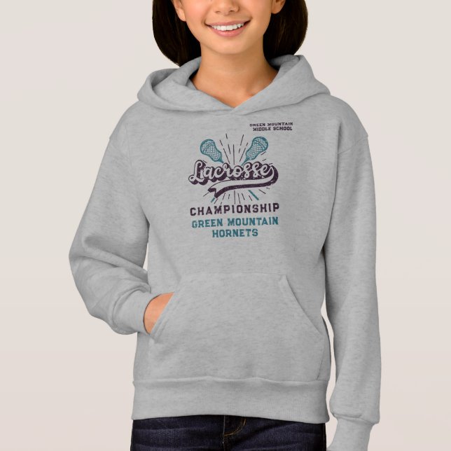 Custom Box Field Lacrosse Team Club Name Number Hoodie (Front)