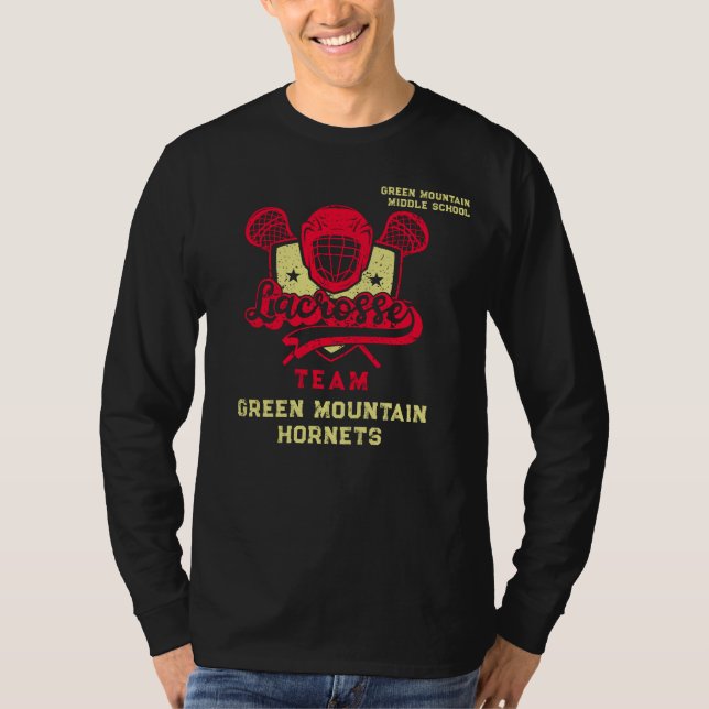 Custom Box Field Lacrosse Team Club Name Number T-Shirt (Front)