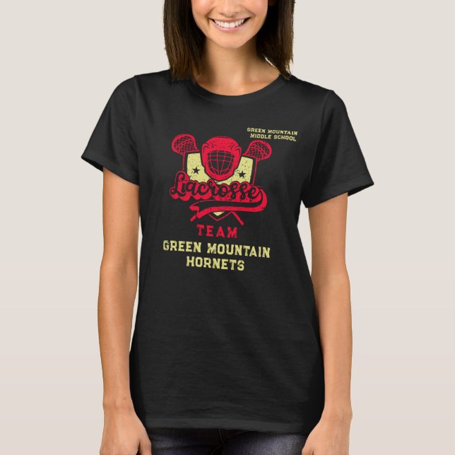 Custom Box Field Lacrosse Team Club Name Number T-Shirt (Front)