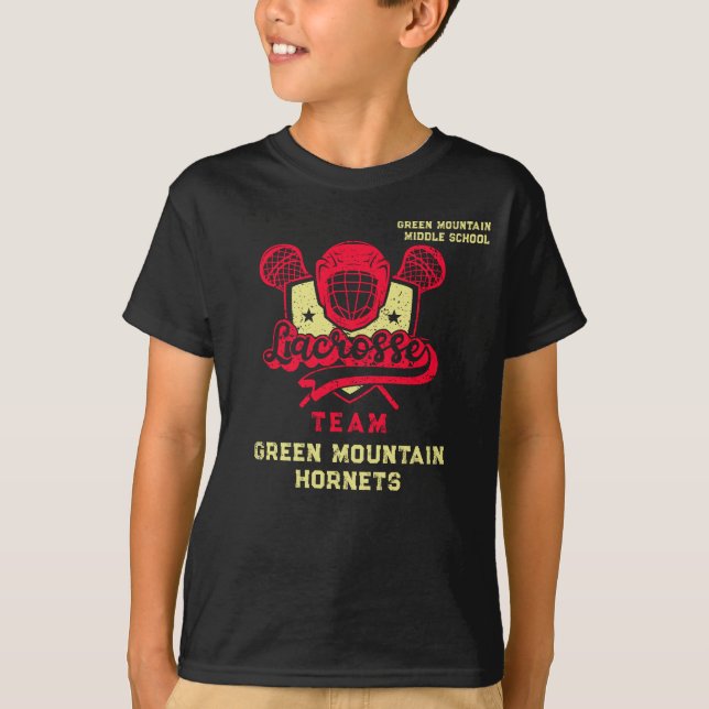 Custom Box Field Lacrosse Team Club Name Number T-Shirt (Front)