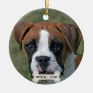 Custom Boxer Dog Photo Ceramic Ornament