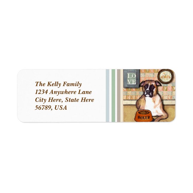 Custom  Boxer Dog Return Address Labels (Front)