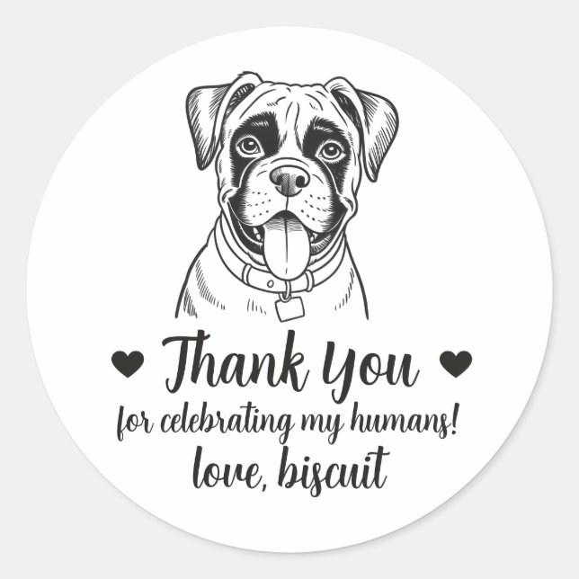 Custom Boxer Dog Wedding Favor Stickers (Front)