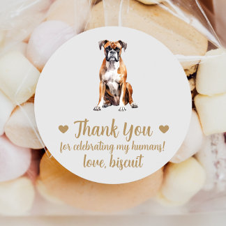 Custom Boxer Dog Wedding Favor Stickers