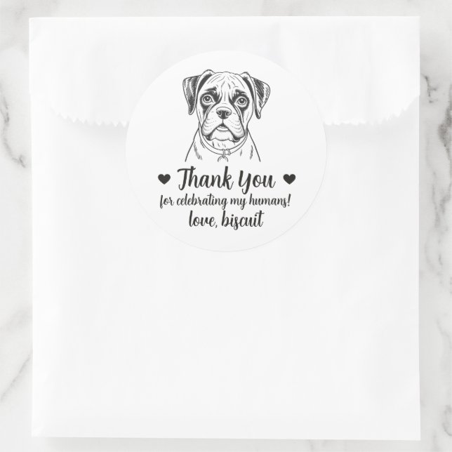 Custom Boxer Dog Wedding Favor Stickers (Bag)
