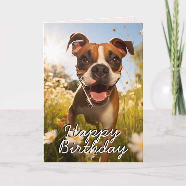 Custom Boxer Happy Birthday Card (Front)