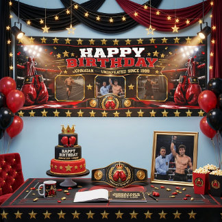Custom Boxing Birthday Banner Photo Collage