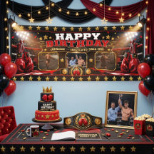 Custom Boxing Birthday Photo Collage Champion