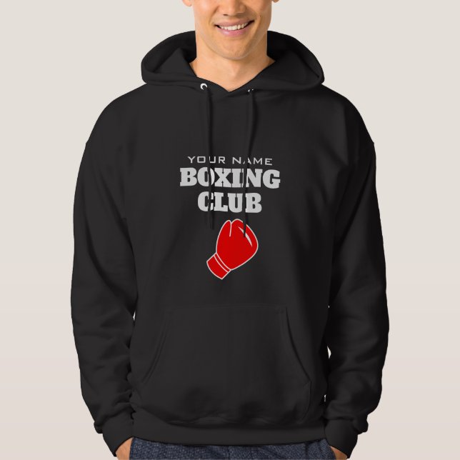 Custom boxing hoodie with red boxer glove logo (Front)