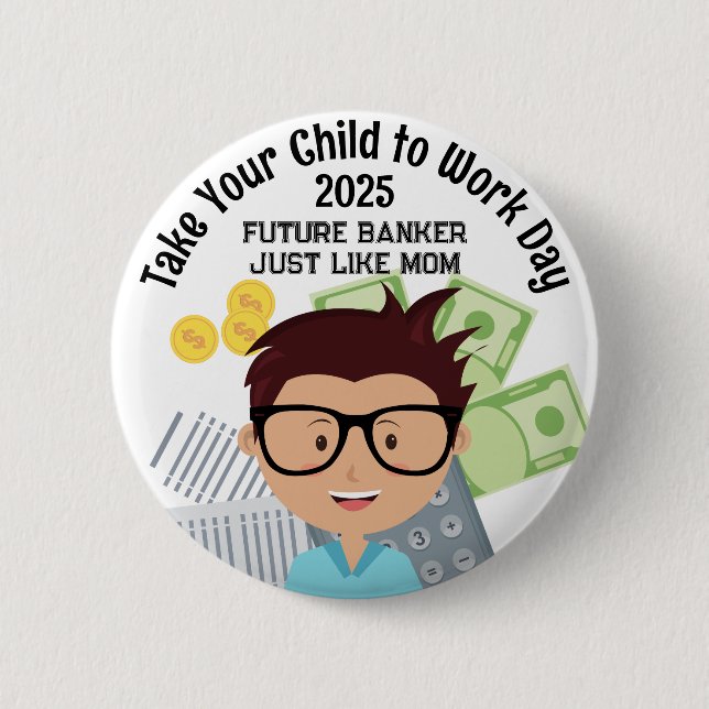 Custom Boy Accountant Take Your Child to Work Day Button (Front)