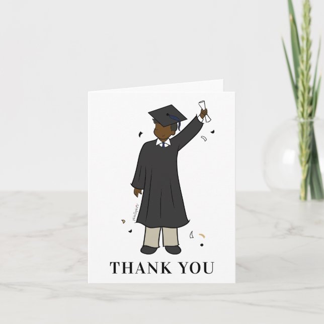 Custom Boy Avatar | High School Graduation Thank Y Thank You Card (Front)