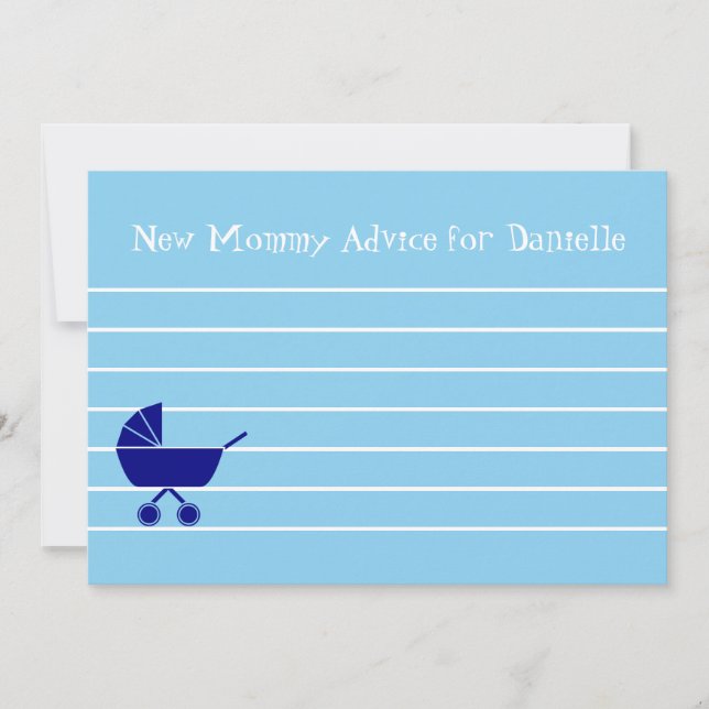 Custom Boy Baby Shower New Mommy Advice Cards (Front)