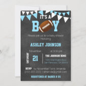Custom Boy Chalkboard Football Theme Baby Shower Invitation (Front)