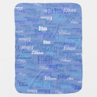 custom boy color names, personalized blue swaddle blanket
