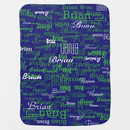 Custom Boy Color Names Personalized Navy Green Baby Blanket