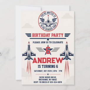 Custom boy Fighter Pilot Birthday party Invitation
