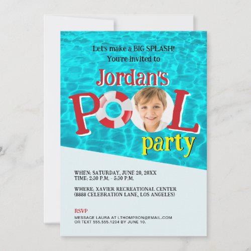 Custom Boy Photo Birthday Swimming Pool Party 