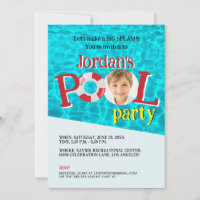 Custom Boy Photo Birthday Swimming Pool Party
