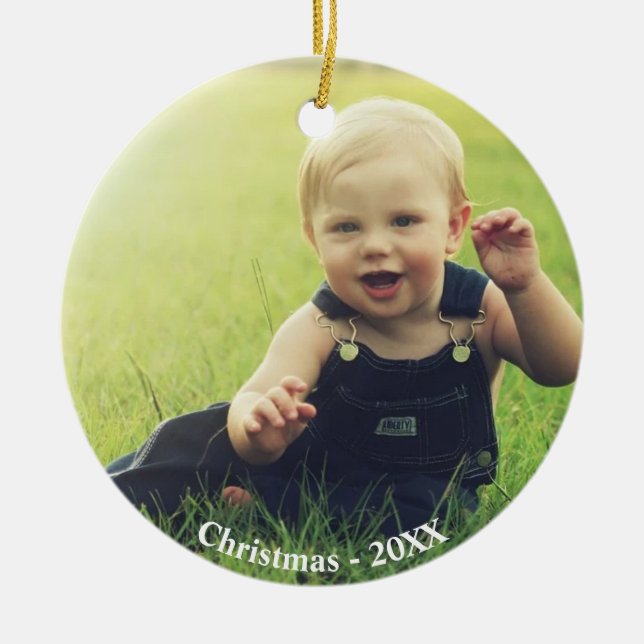 Custom Boy Photo Ceramic Ornament (Front)
