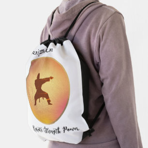 Custom Boy Silhouette Japan Martial Arts Karate Drawstring Bag