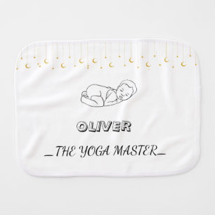Custom Boy Yoga Master Sleeping Baby Burp Cloth