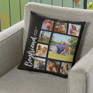 Custom Boyfriend Photo Collage Throw Pillow