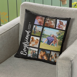Custom Boyfriend Photo Collage Throw Pillow