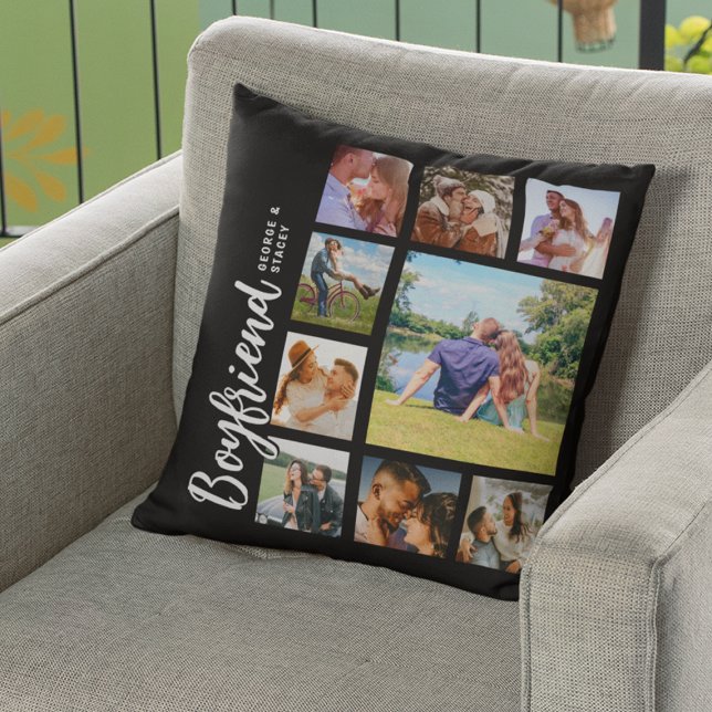 Custom Boyfriend Photo Collage Throw Pillow (Creator Uploaded)