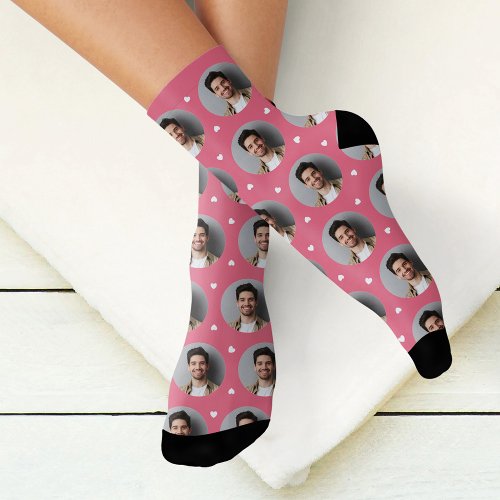 Custom Boyfriend Photo Pink Love Socks