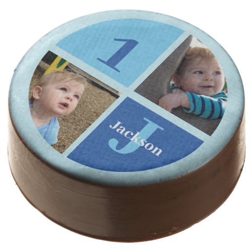 Custom Boys 1st Birthday Photo Blue Birthday Party Chocolate Covered Oreo