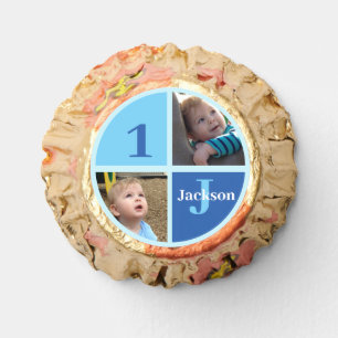 Custom Boys 1st Birthday Photo Blue Birthday Party Reese's Peanut Butter Cups