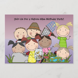Custom Boys and Girls Nature Hike Birthday Invite