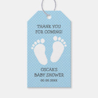 Custom boys baby shower thank you footprints steps gift tags