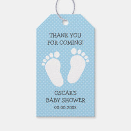 Custom boys baby shower thank you footprints steps gift tags