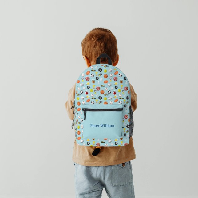 Custom Boys Cool Loves Sports  Printed Backpack (Creator Uploaded)
