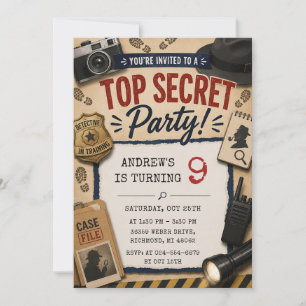 Custom Boys Detective Mystery Birthday Invitation