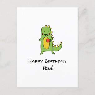 custom boys dinosaur happy birthday party  postcard